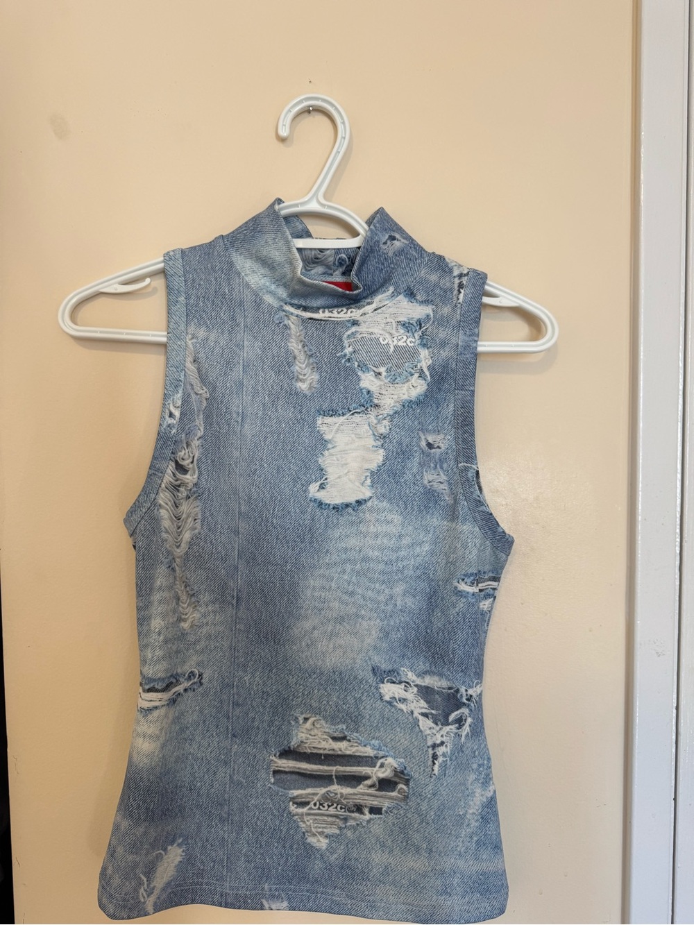 032c "Abime" Denim-Effect Tank Top